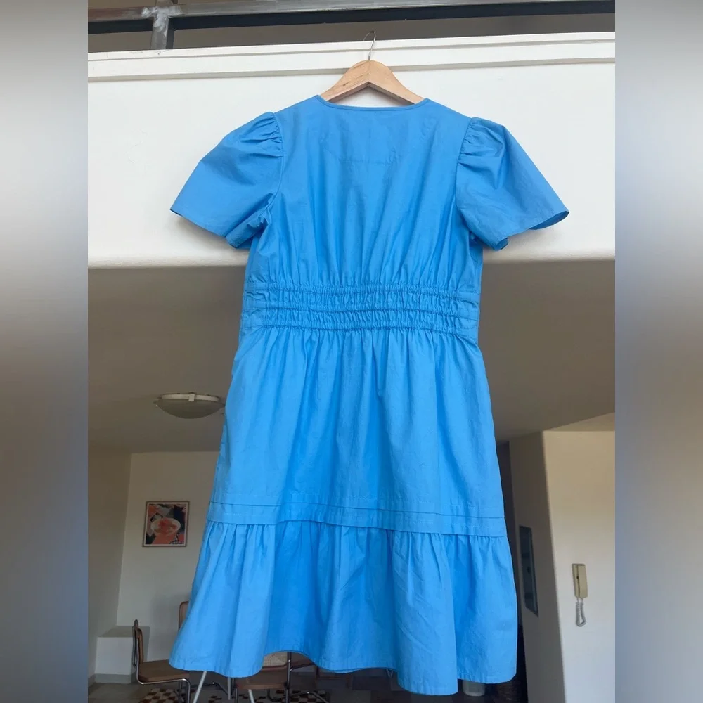Quince Blue Organic Cotton Short Sleeve Sundress - Picture 5 of 7